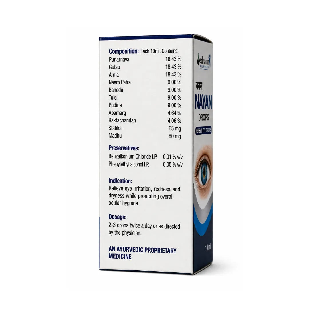 Box of Nayan drops with ingredient list
