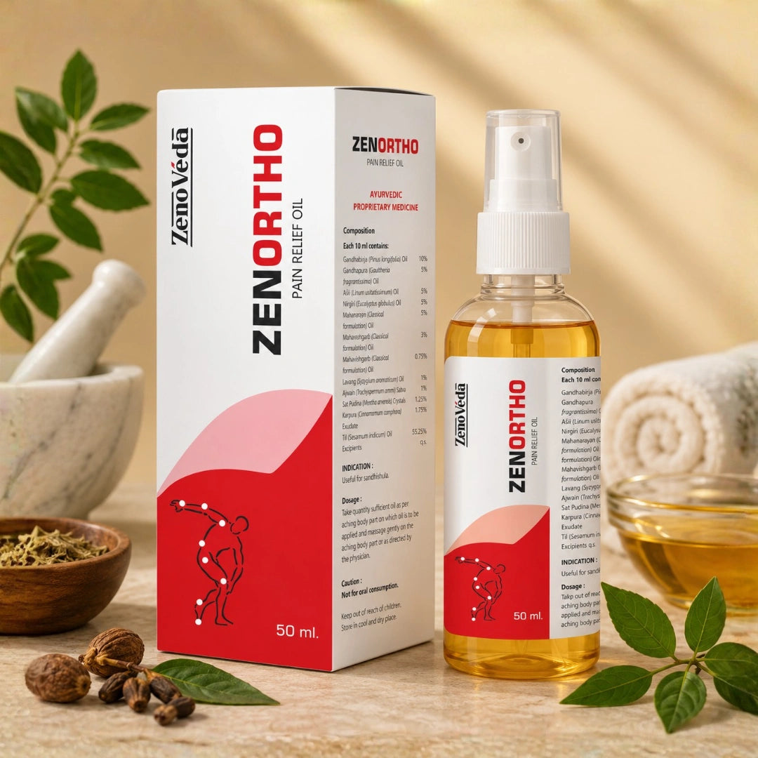 Zenortho Ayurvedic Pain Relief Oil β Herbal Joint & Muscle Massage Oil | 50ml