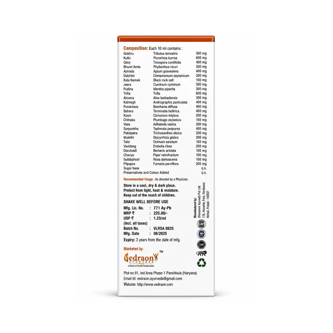 Back of a supplement package with ingredient list and branding on a white background