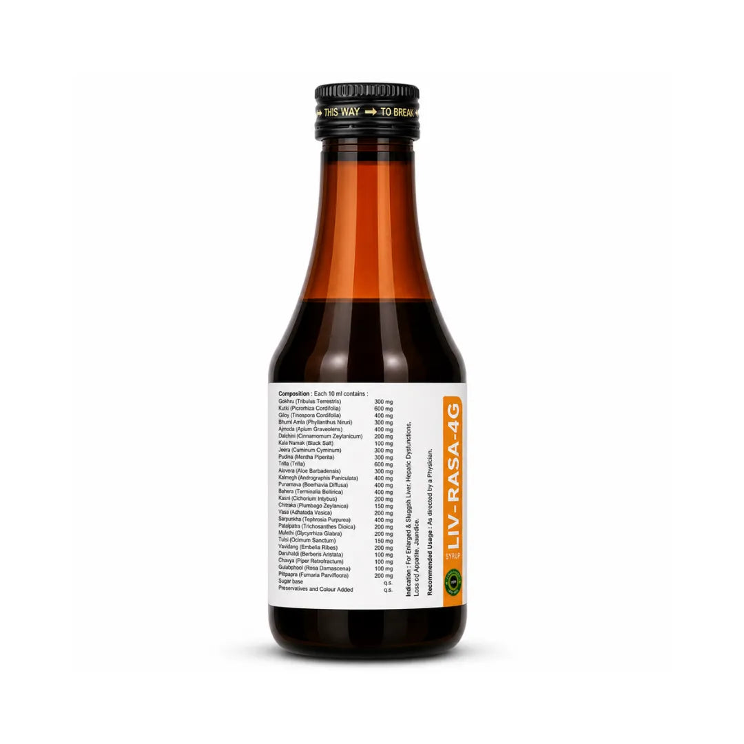 Bottle of Liv-Rasa 4G on a white background