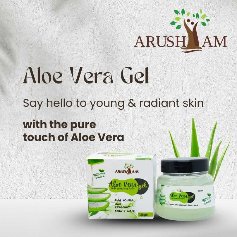 Aloe Vera Gel packaging with Arusham brand on a white background