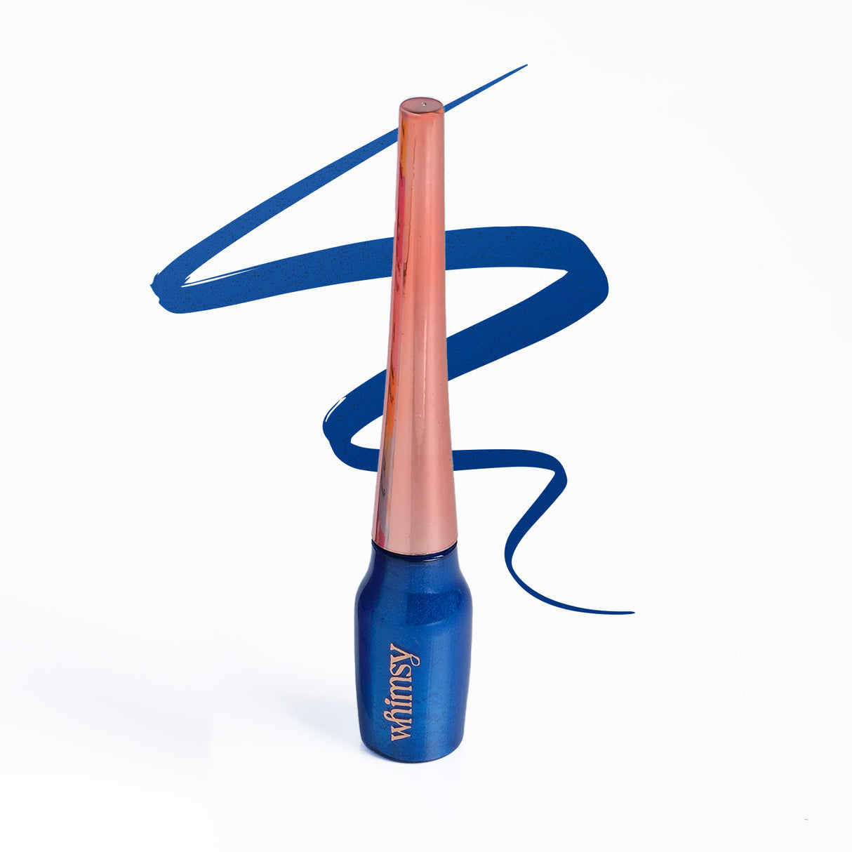 Blue and rose gold hair waver with blue hair strands on a white background