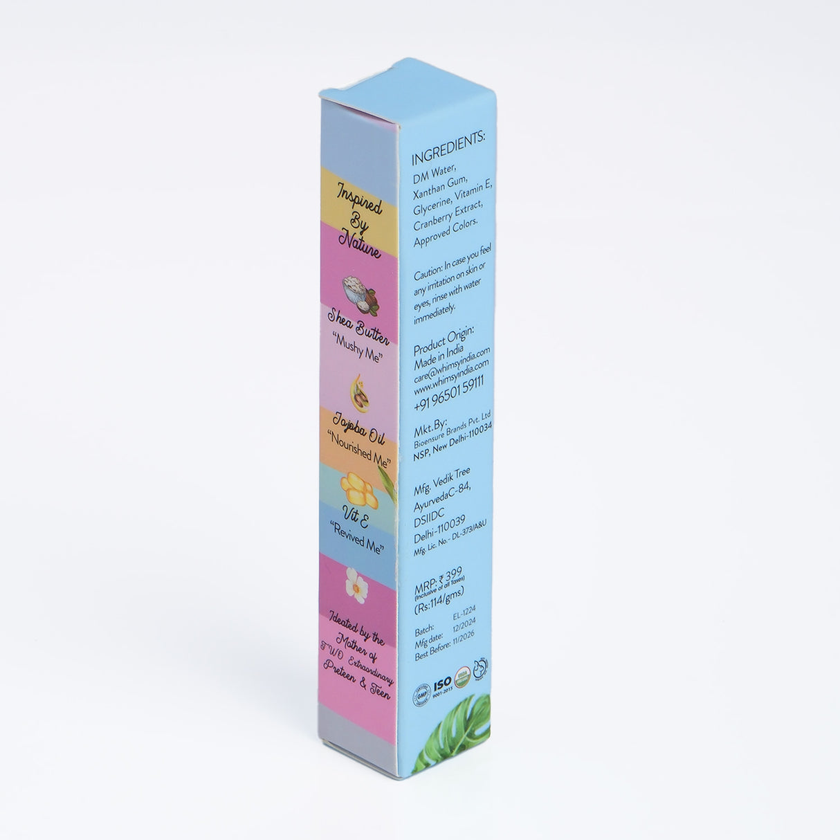 Product packaging with colorful label on a white background