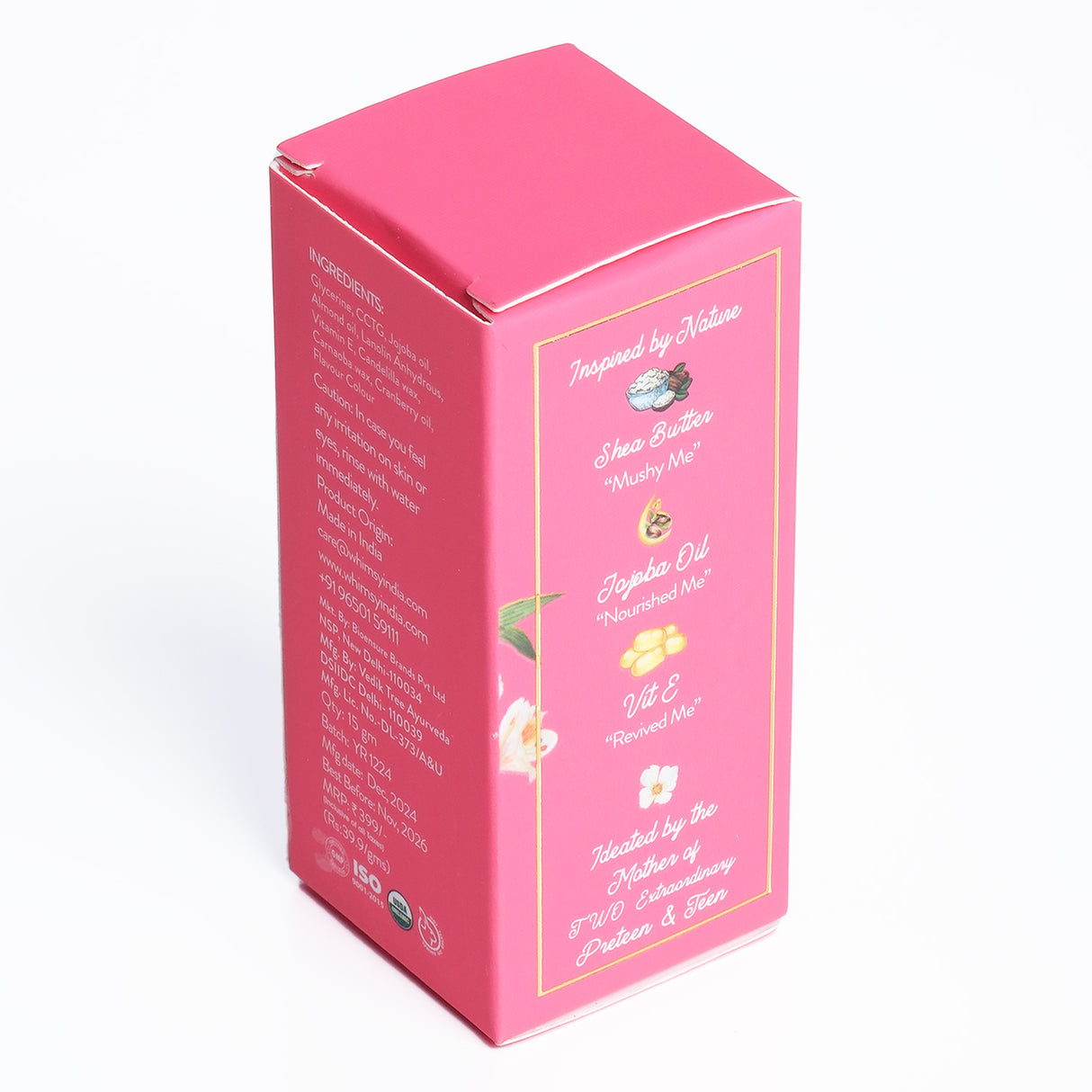 Pink box with text and graphics on a white background