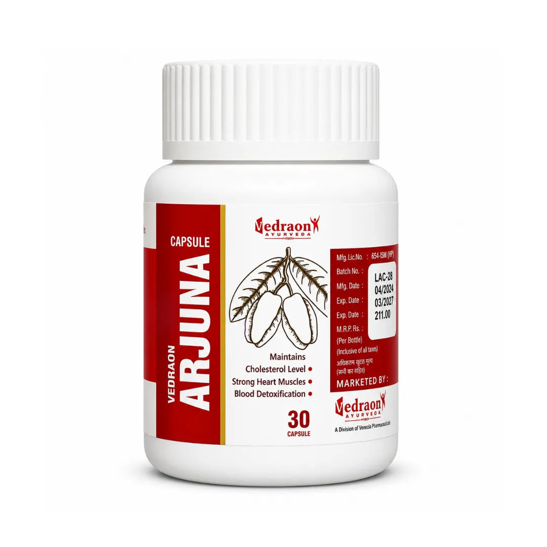 Vedraon Arjuna capsule bottle on a white background