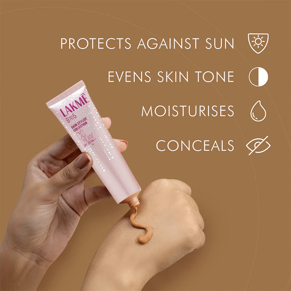 Lakme sunscreen cream being applied to a hand