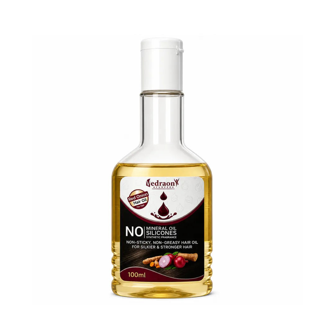 Bottle of oil with a label on a white background