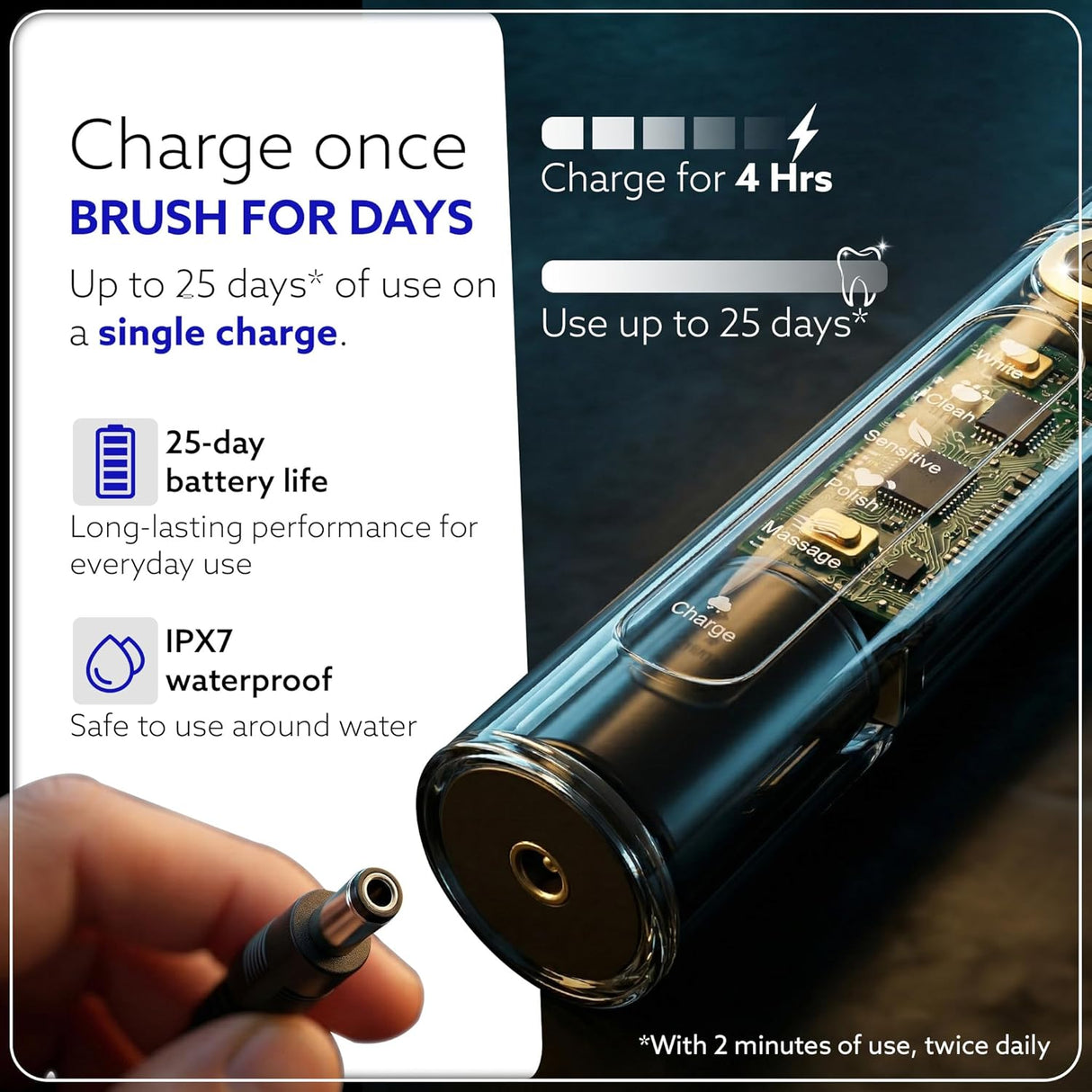 Cosmic Plus Sonic Tooth Brush | Rechargeable Sonic Electric Toothbrush Kit
