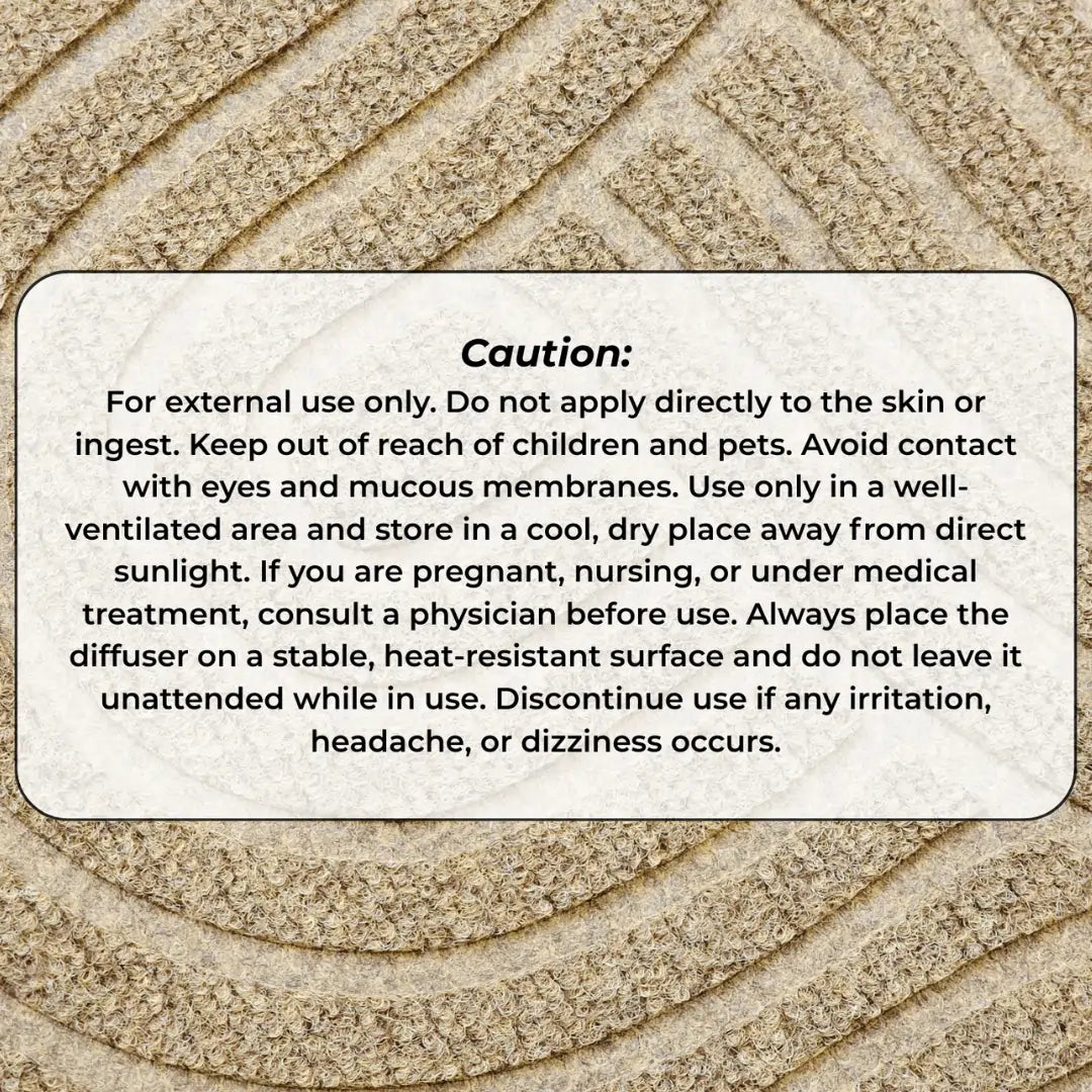 Caution label on a textured beige background