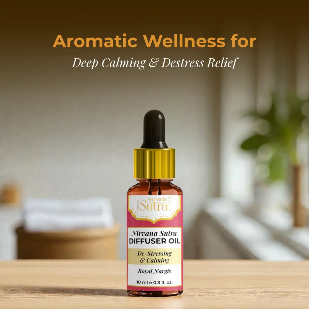 Diffuser oil bottle with dropper on a wooden surface