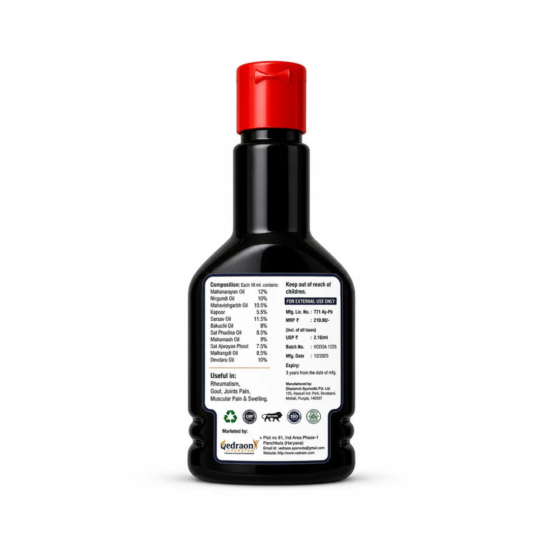 Bottle with a red cap and label on a white background