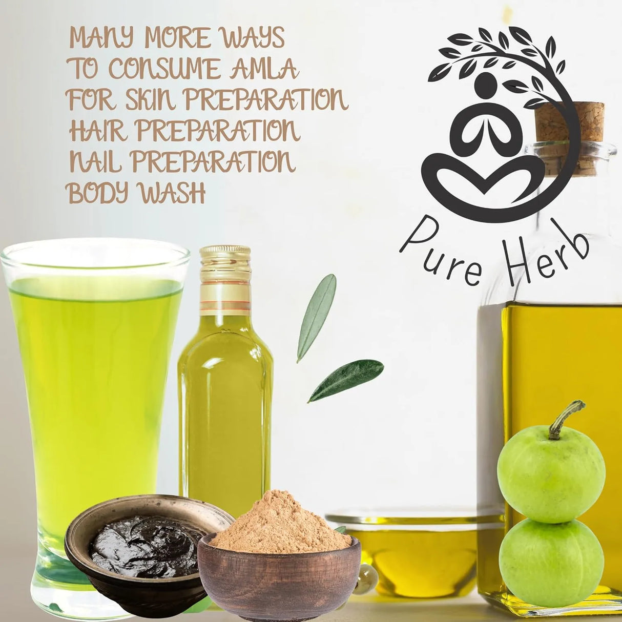 Pure Herb Organic Amla Powder – 100% Pure Indian Gooseberry for Hair, Skin Care & Immunity Support– 100g