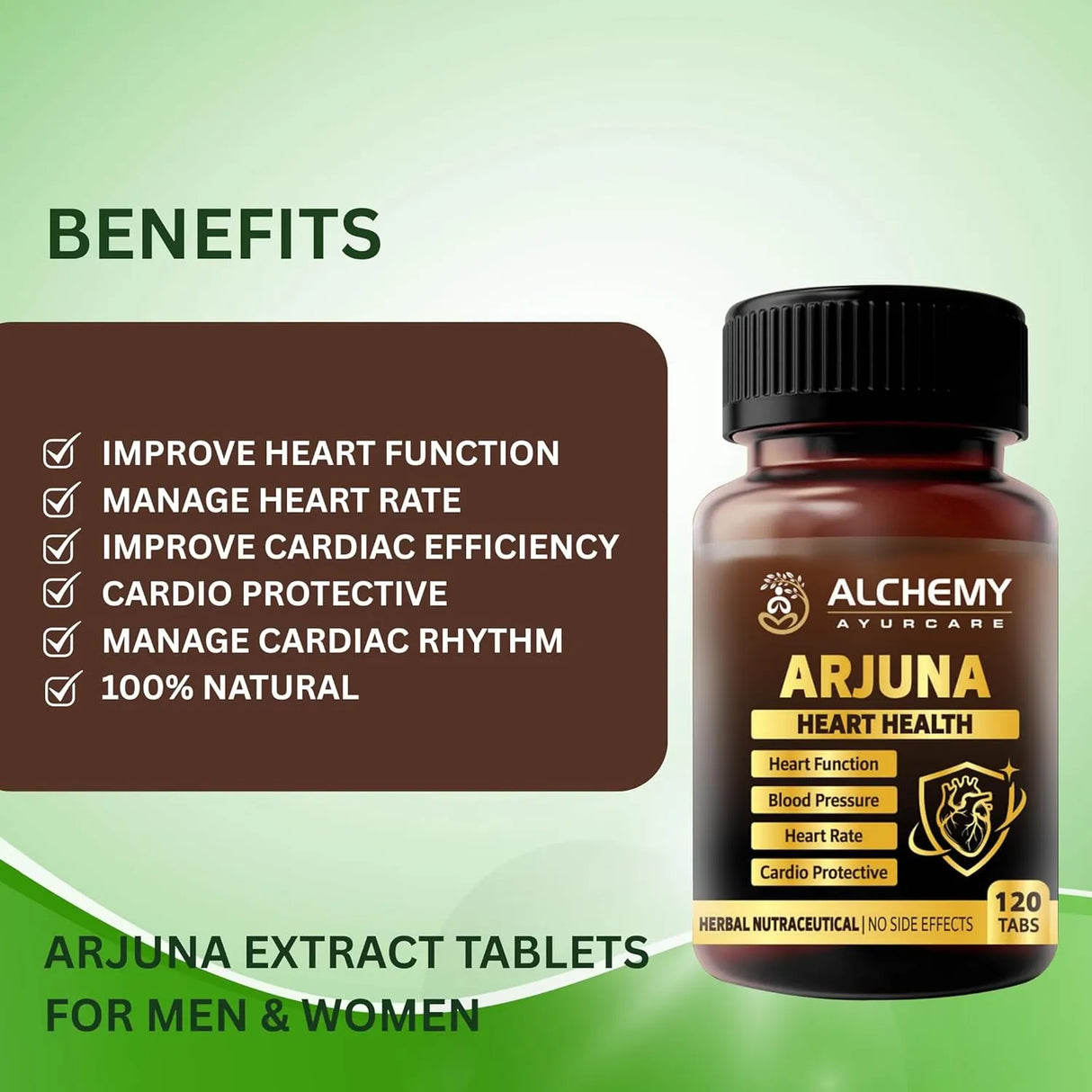 Arjuna Extract Tablets by Alchemy Ayurcare β 700mg Per Serving | Premium Heart Health Supplement | Herbal Cardiovascular Support | Terminalia Arjuna | 120 Vegan Tablets | Non-GMO