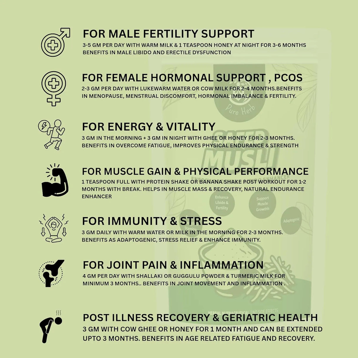 Pure Herb Premium Black Musli Powder | Strength & Vitality Support – 75g