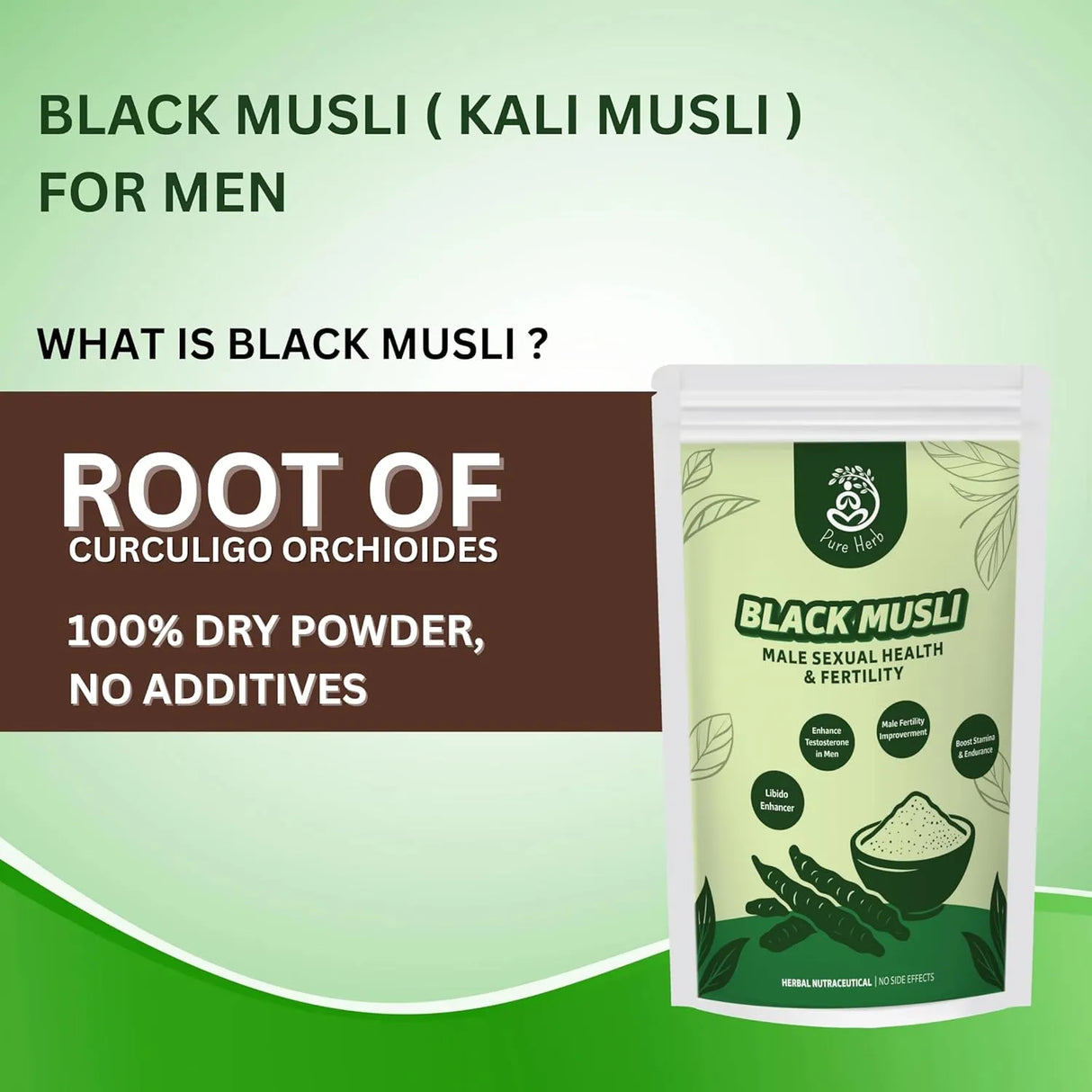 Pure Herb Premium Black Musli Powder | Strength & Vitality Support – 75g
