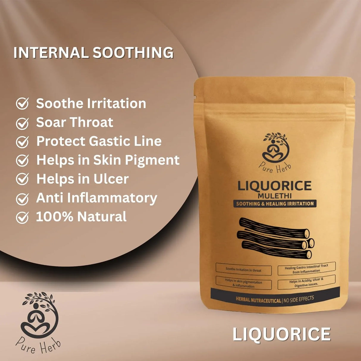 Pure Mulethi Powder for Throat, Digestion & Immunity Support | Natural Liquorice Powder | 150g