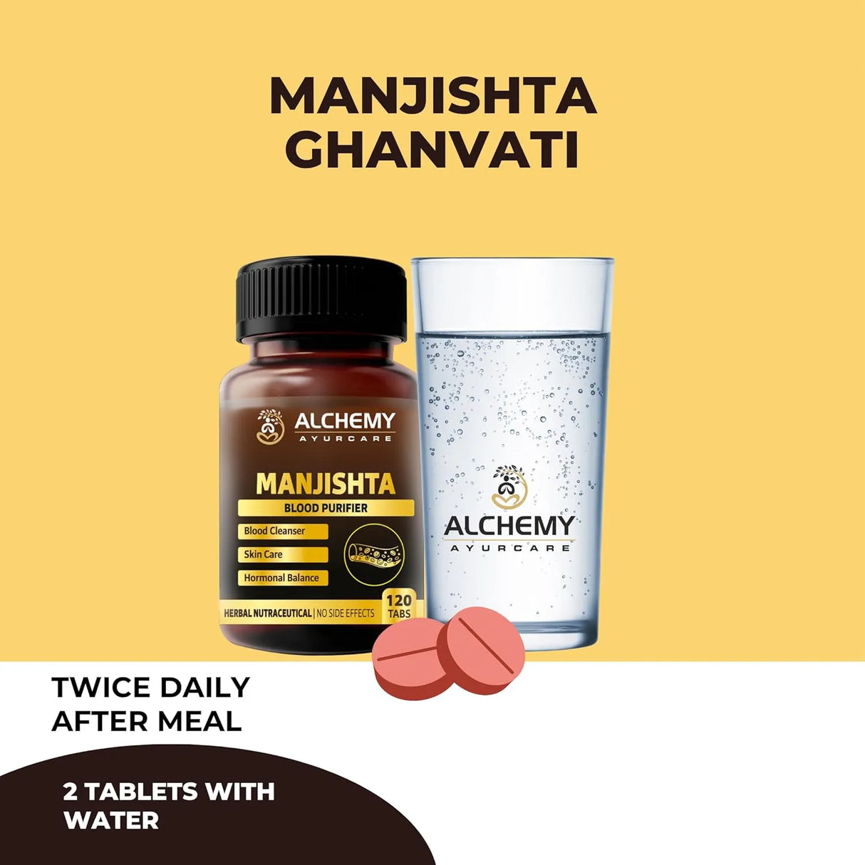 Manjistha Extract Tablets for Skin Purification & Blood Cleanse Support | Ayurvedic Skin Wellness | 120 Vegan Tablets