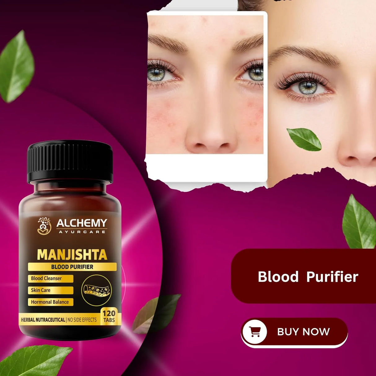Manjistha Extract Tablets for Skin Purification & Blood Cleanse Support | Ayurvedic Skin Wellness | 120 Vegan Tablets