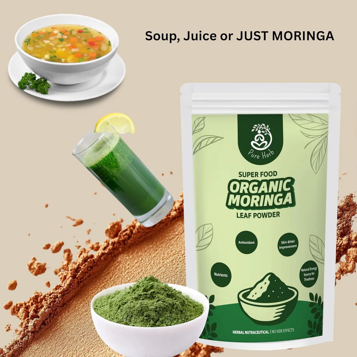 Organic Moringa Leaf Powder for Energy, Immunity & Wellness | 100% Pure Moringa Powder | 250g