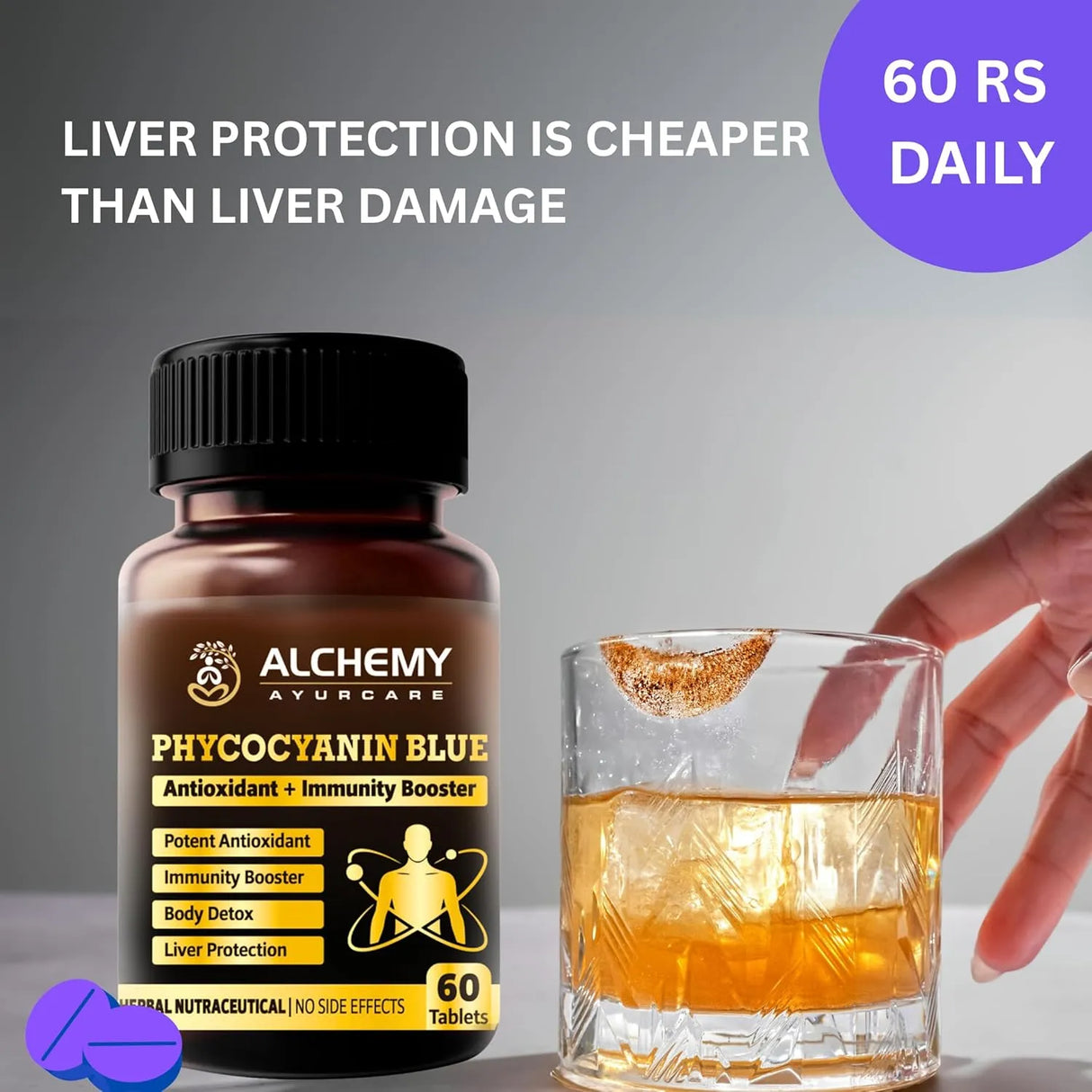 Blue Spirulina Phycocyanin Tablets | Liver Detox & Antioxidant Support