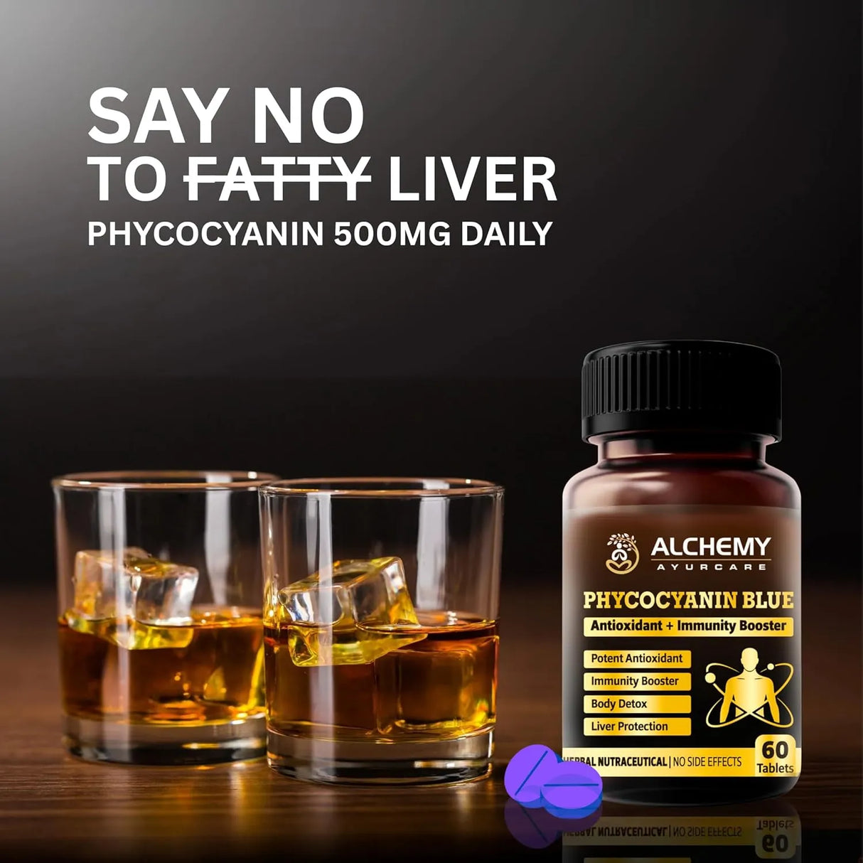 Blue Spirulina Phycocyanin Tablets | Liver Detox & Antioxidant Support