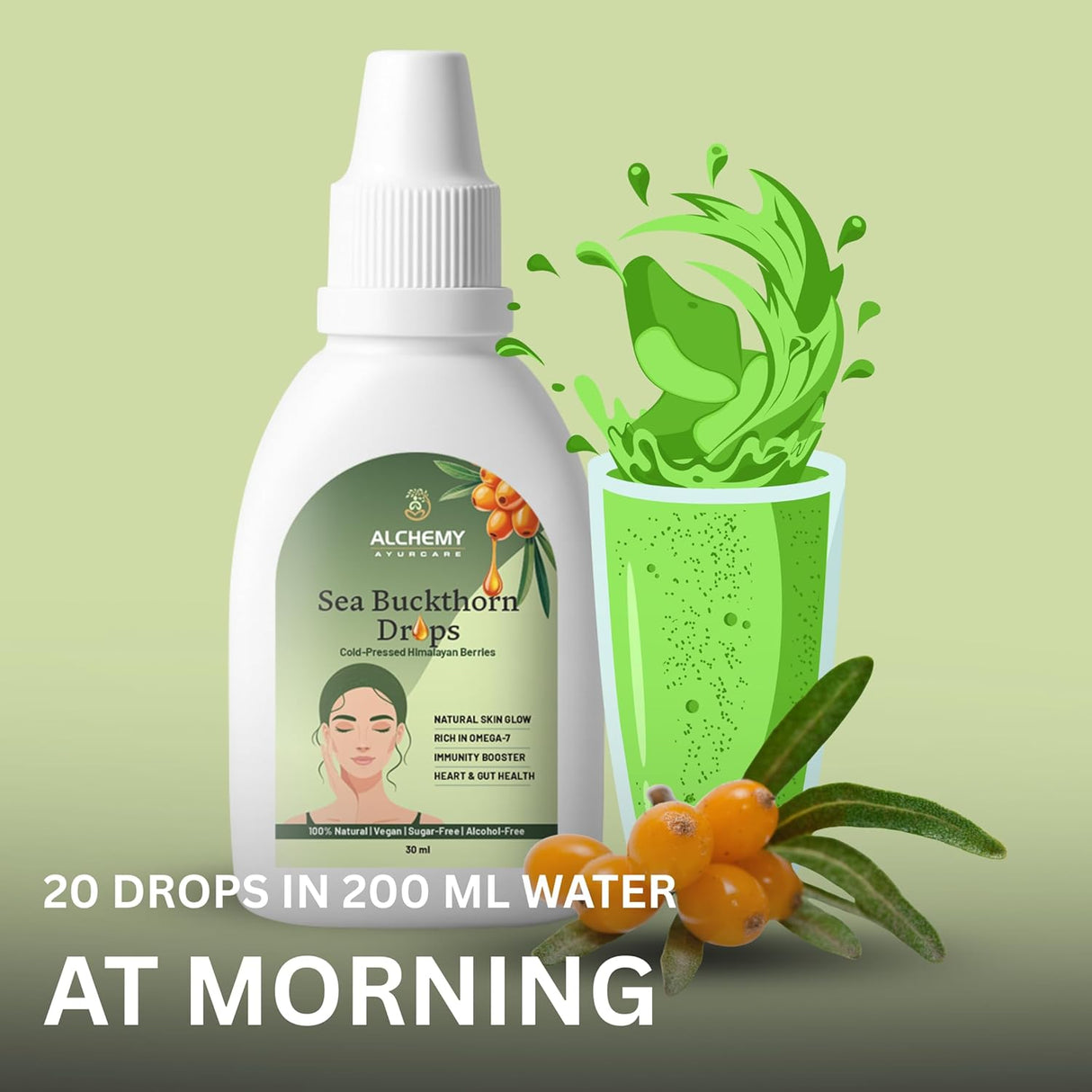 Sea Buckthorn Drops | Omega 7, Skin Glow & Immunity Support – 30ml