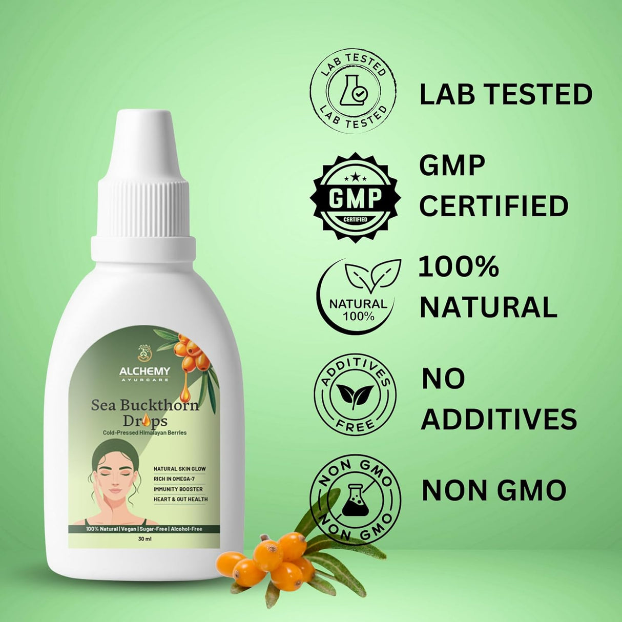 Sea Buckthorn Drops | Omega 7, Skin Glow & Immunity Support – 30ml