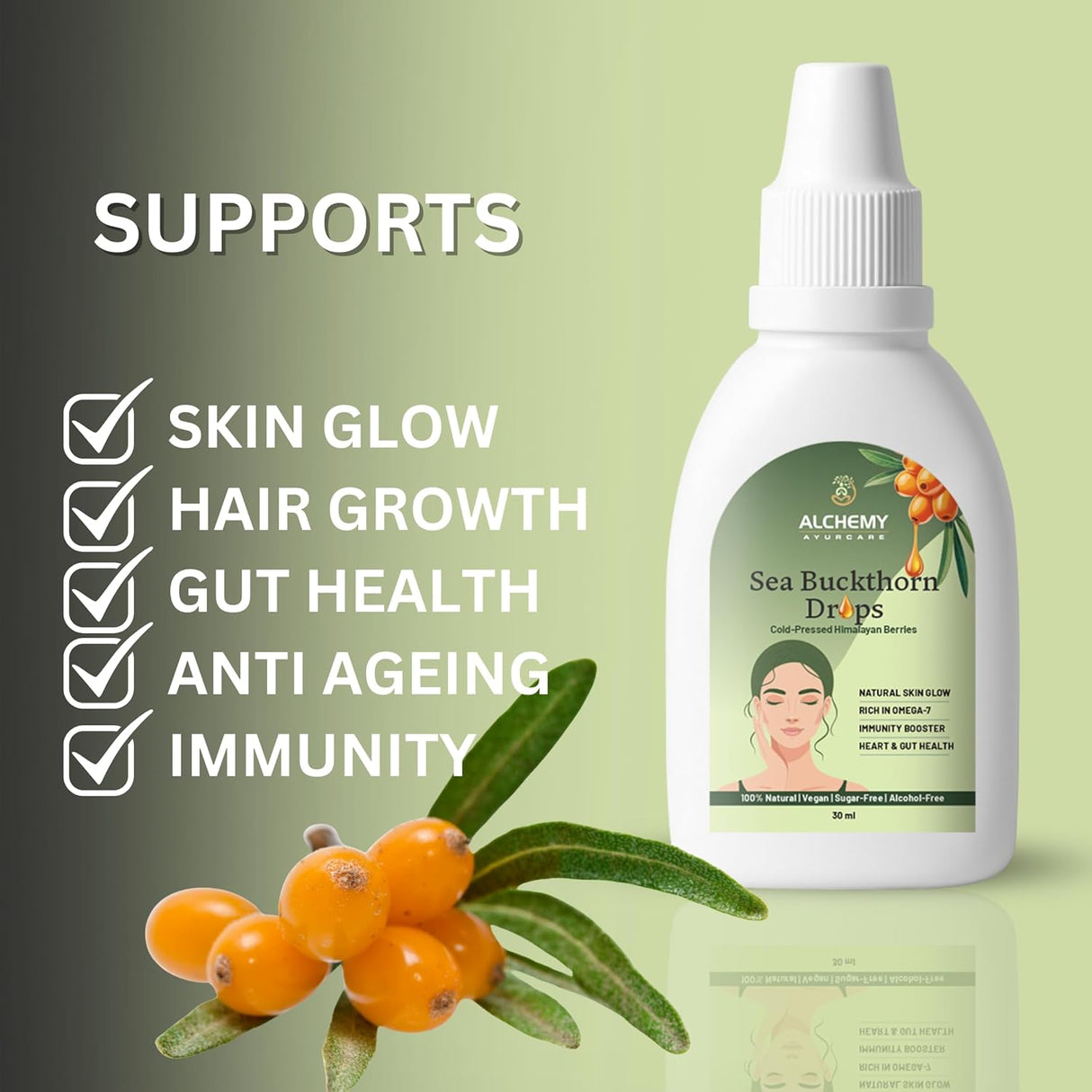 Sea Buckthorn Drops | Omega 7, Skin Glow & Immunity Support – 30ml