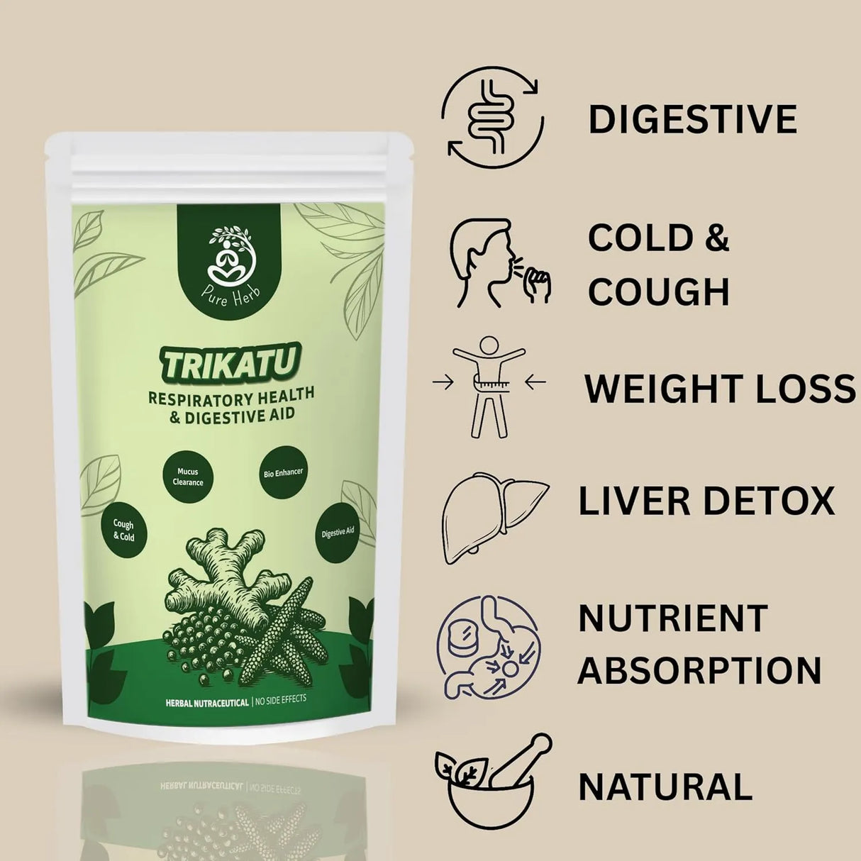 Trikatu Churna | Black Pepper, Long Pepper & Dry Ginger Digestive Powder – 100g