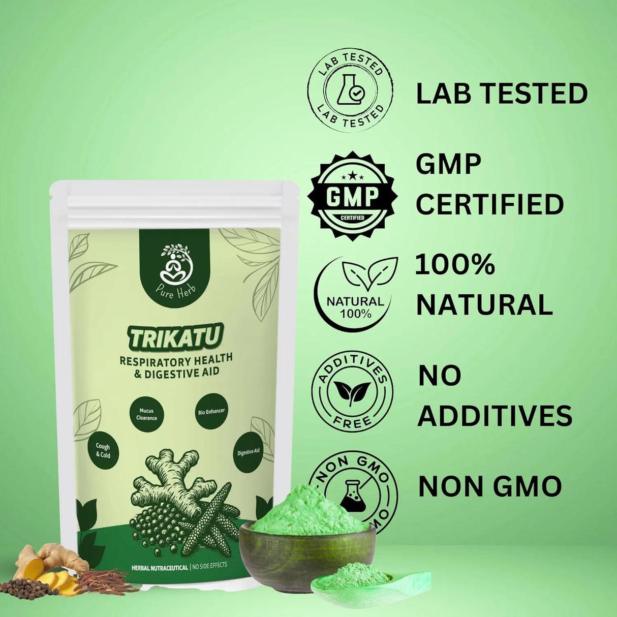 Trikatu Churna | Black Pepper, Long Pepper & Dry Ginger Digestive Powder – 100g