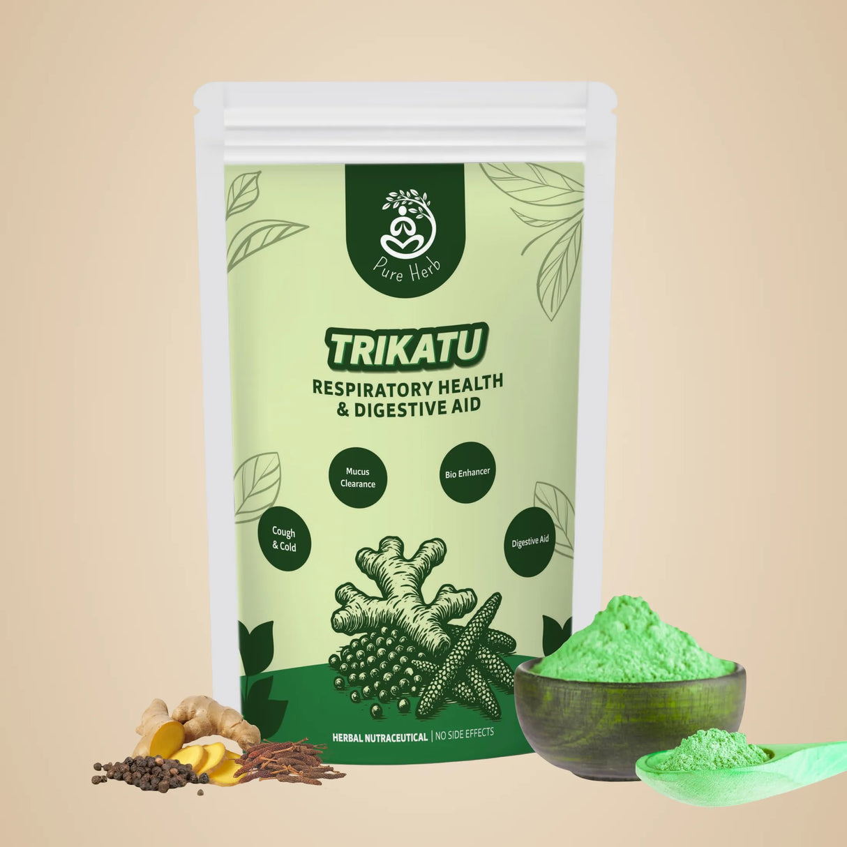 Trikatu Churna | Black Pepper, Long Pepper & Dry Ginger Digestive Powder – 100g