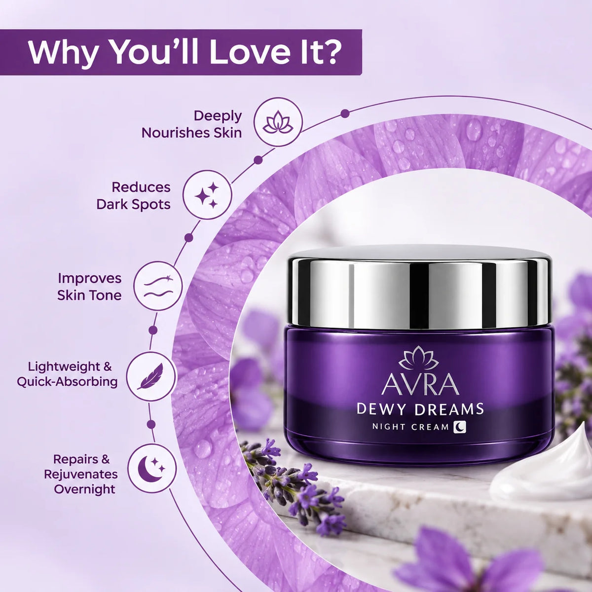 DEWY DREAMS NIGHT CREAM features