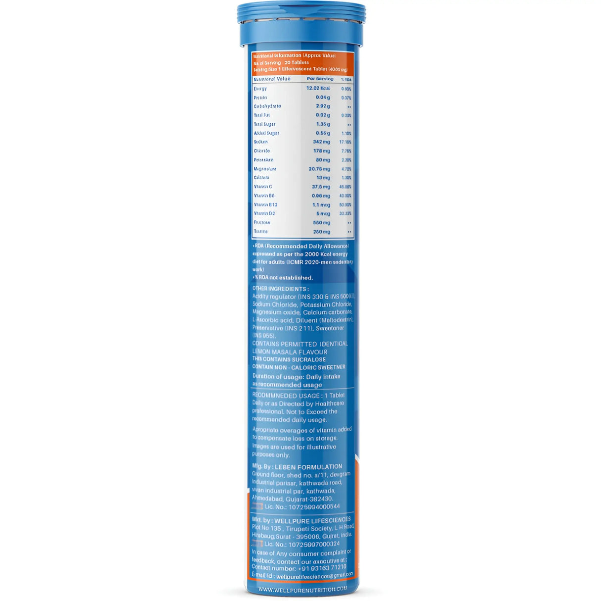 Supplement tube with label on
