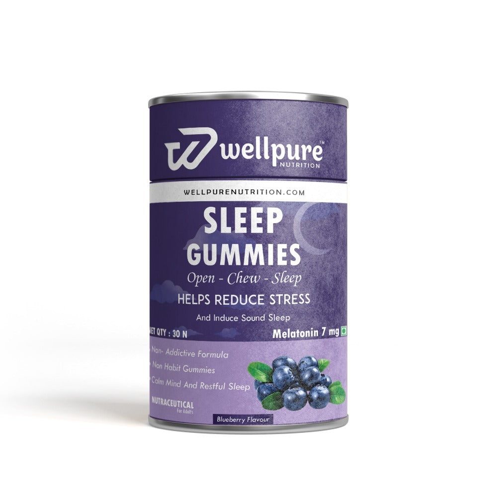 Wellpure Sleep Gummies canister on a white background