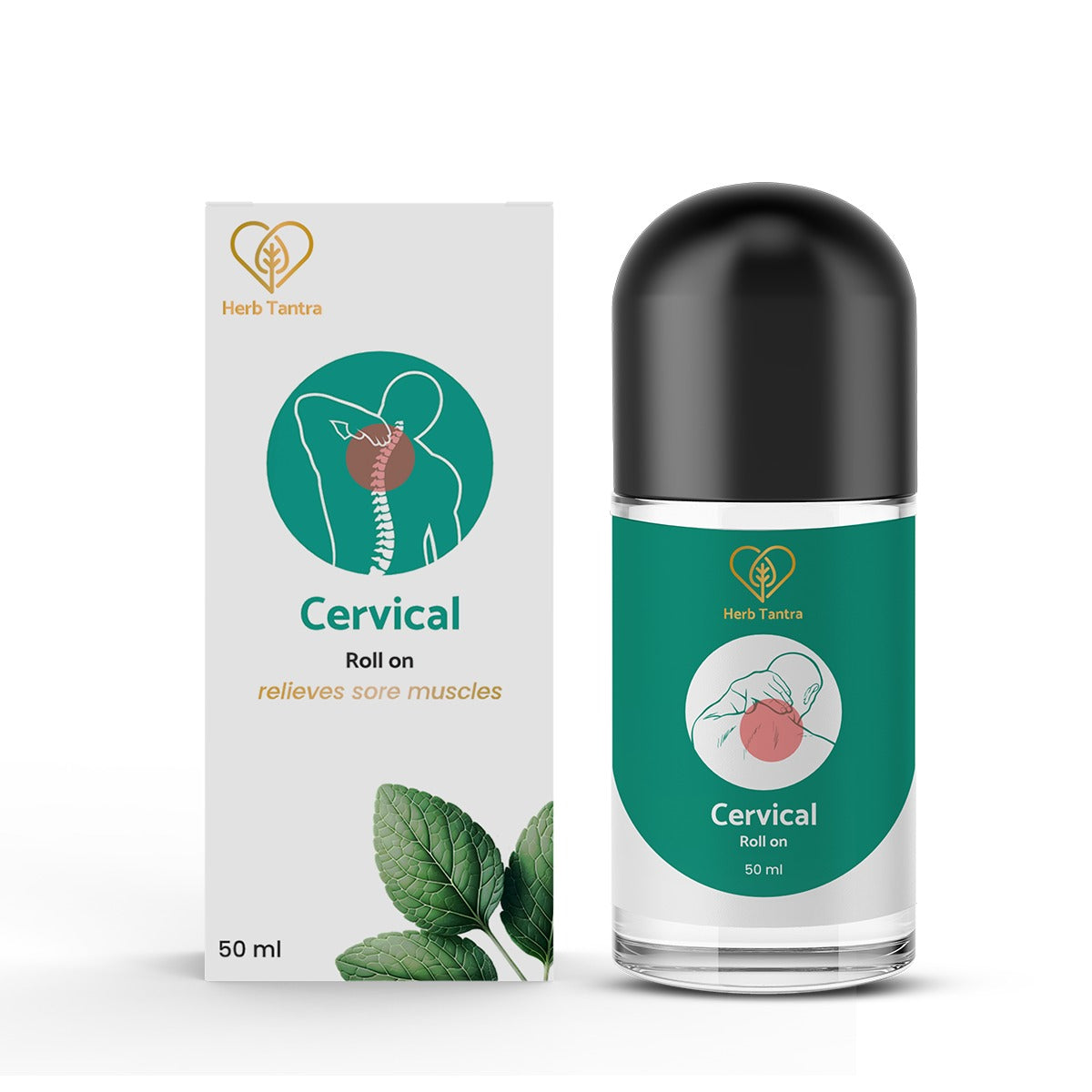 Cervical roll-on with packaging on a white background
