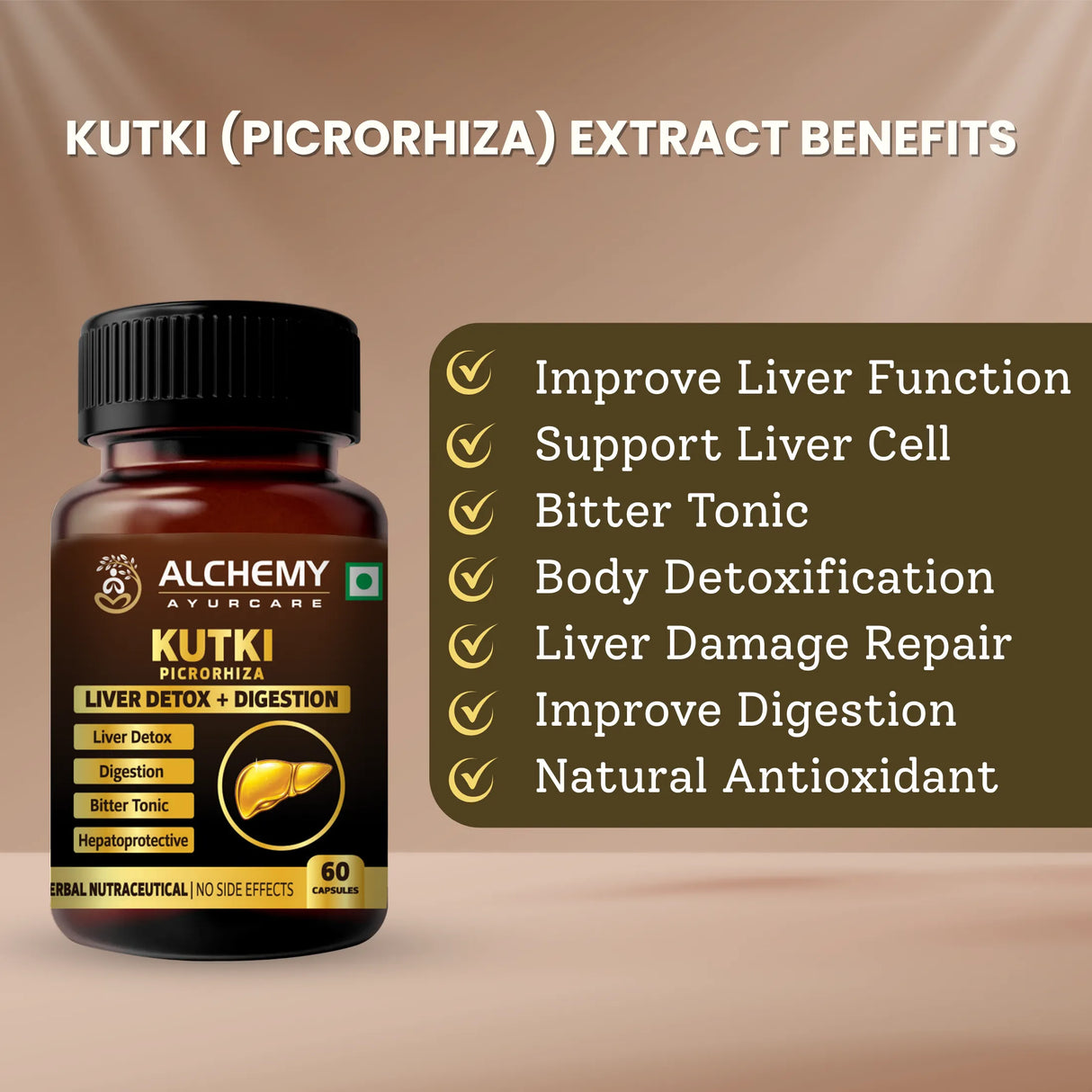 Kutki Extract Capsules for Liver Detox & Digestive Support | Picrorhiza Kurroa | 60 Veg Capsules