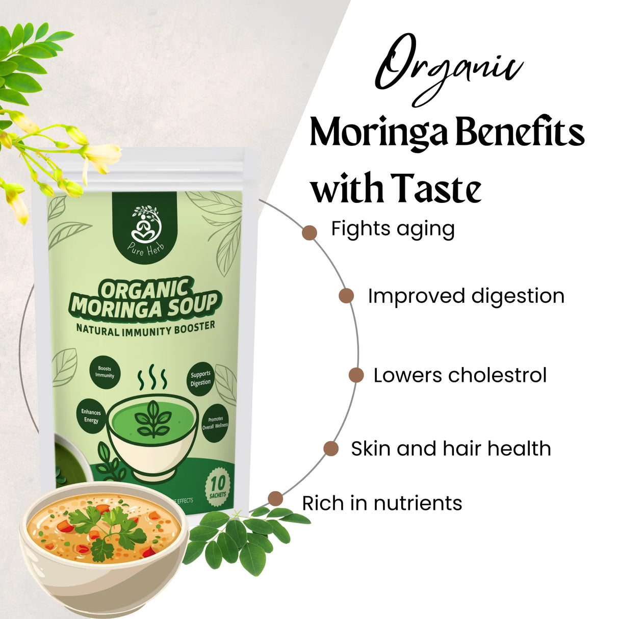Organic Moringa & Fenugreek Soup Sachets | Immunity & Digestion Support – 20 Sachets