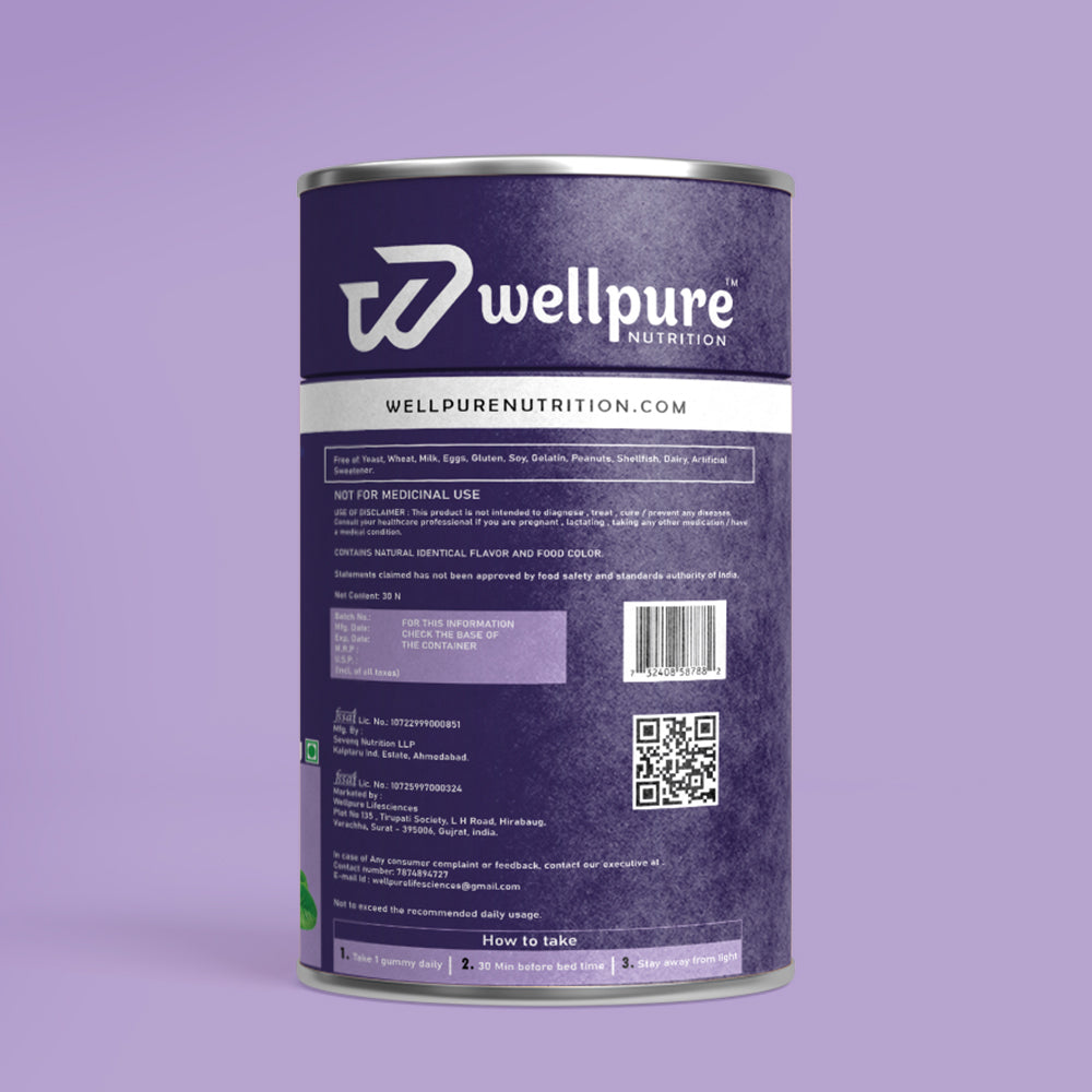 Wellpure Nutrition container on a purple background
