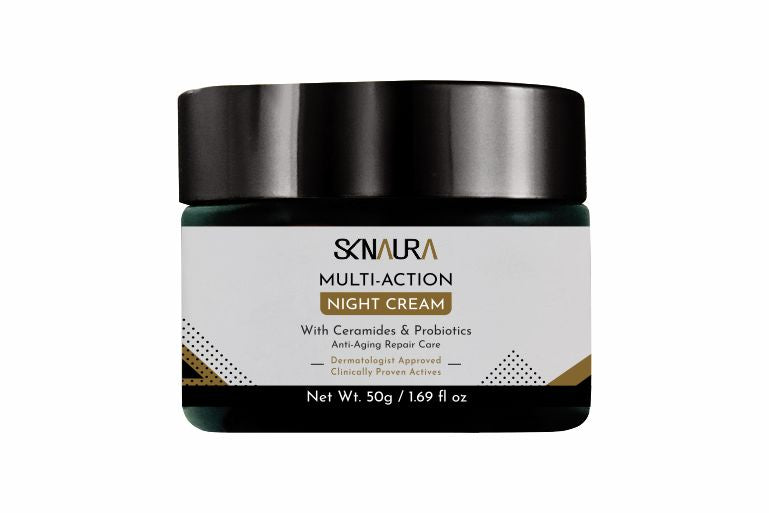 Multi-Action Night Cream with Ceramides & Probiotics | Anti-Aging Repair Care | 50g