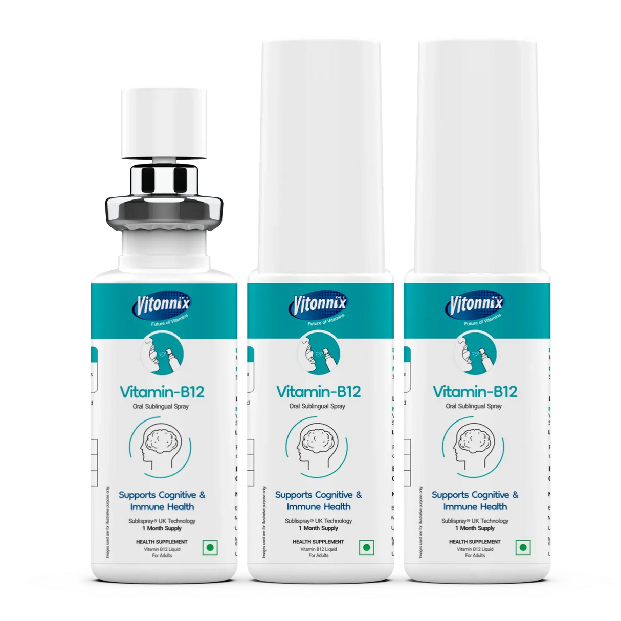 Three bottles of Vitonix Vitamin B12 supplement