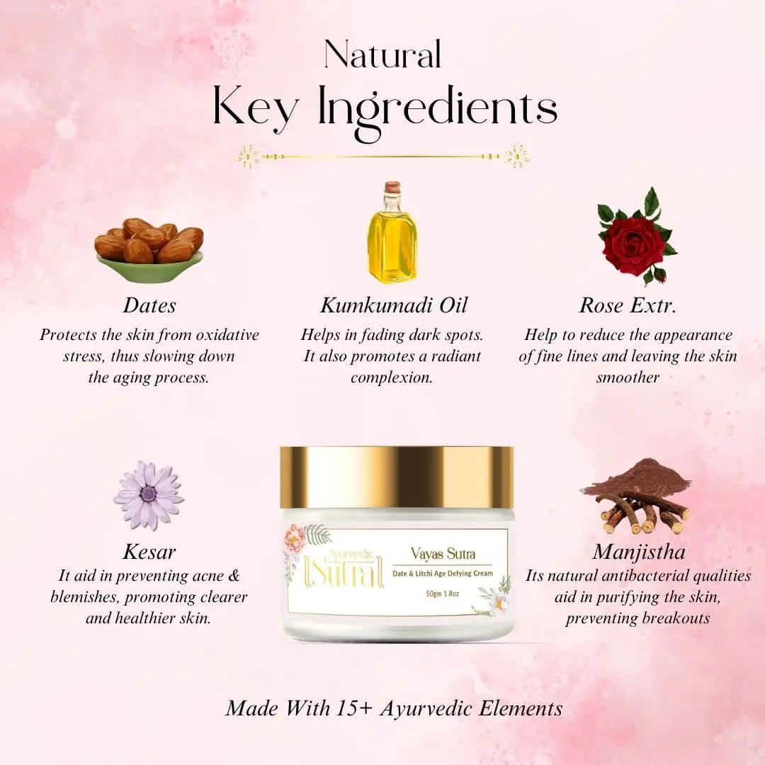 Nayasa Natu cream with natural key ingredients on a pink background