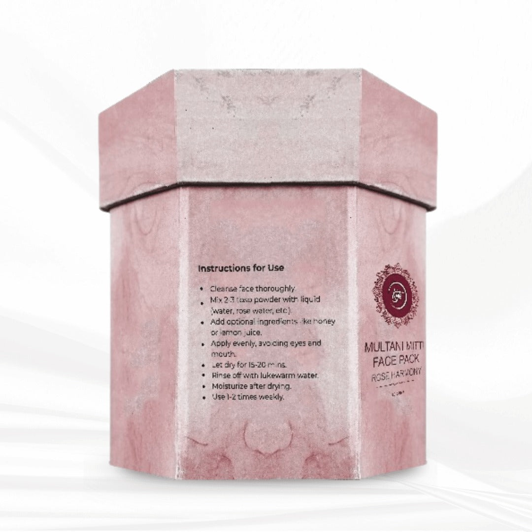 Pink face pack box with instructions on a white background