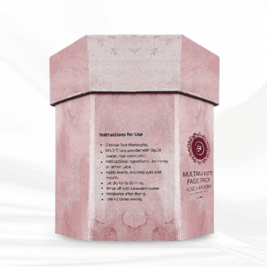 Pink face pack box with instructions on a white background