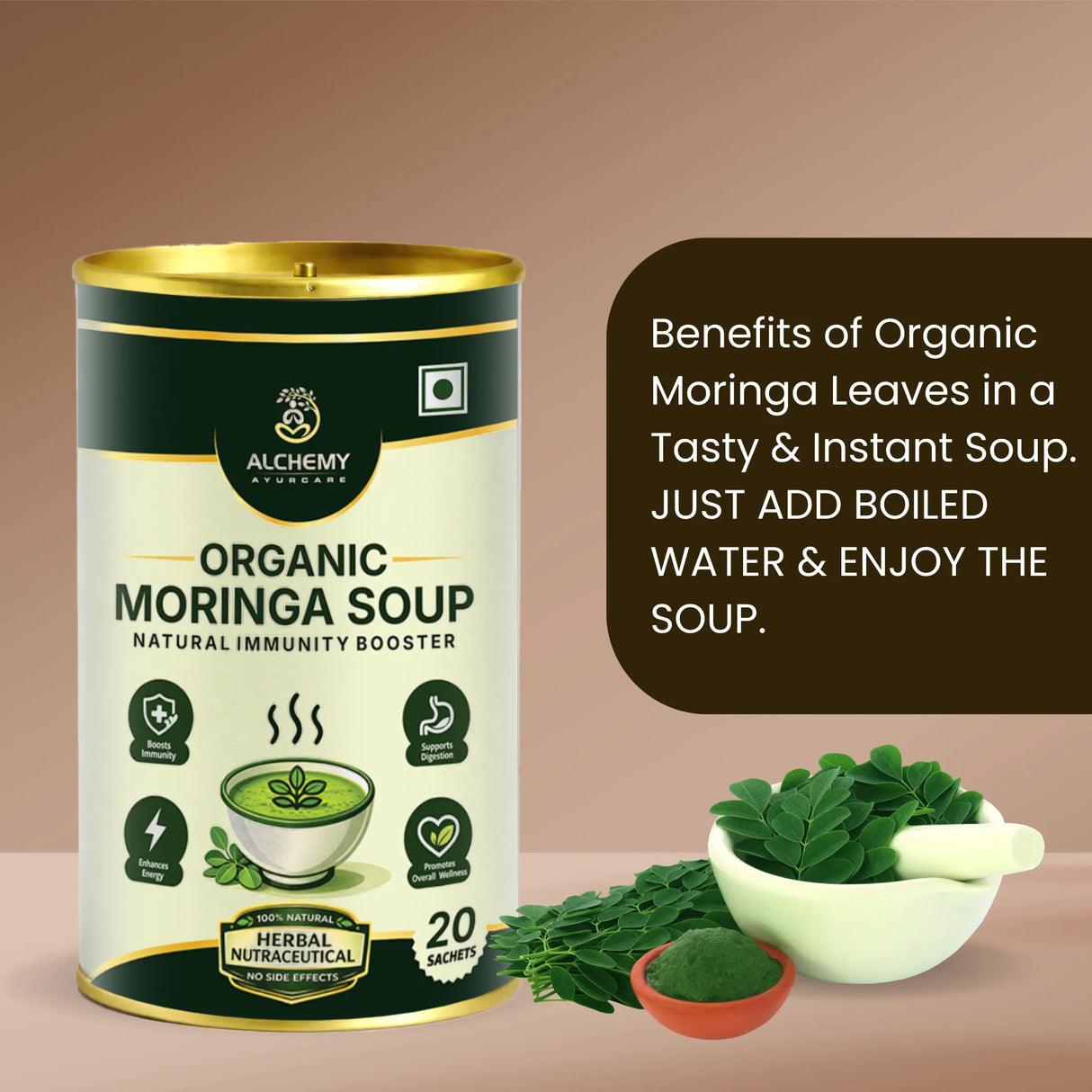 Organic Moringa & Fenugreek Soup Sachets | Immunity & Digestion Support – 20 Sachets