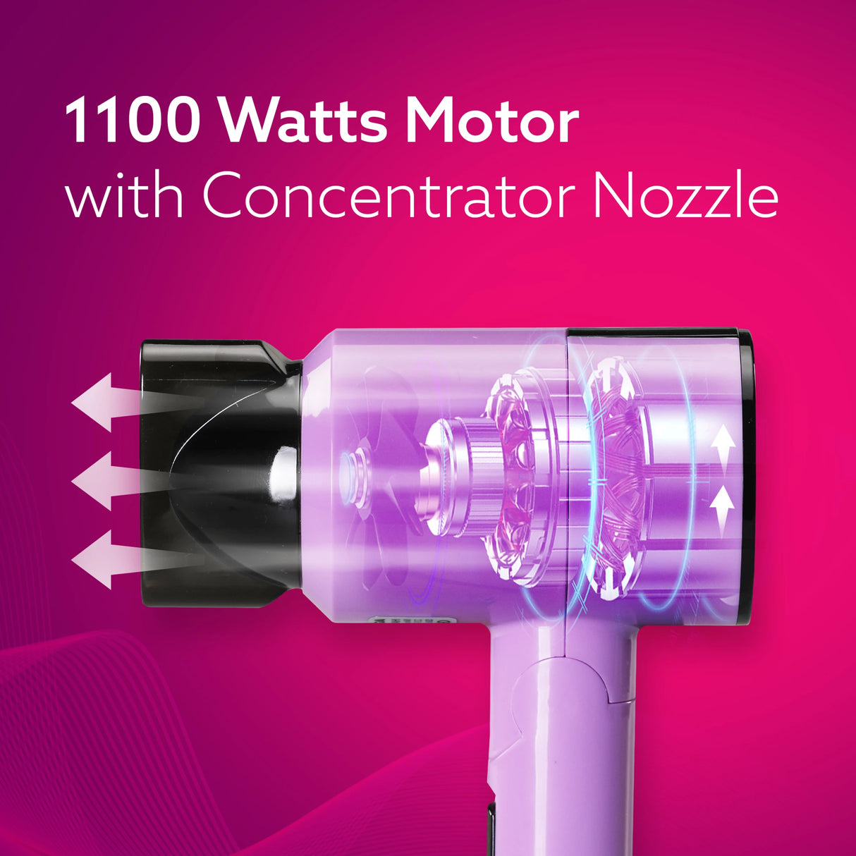 Purple hair dryer with 1100 Watts Motor