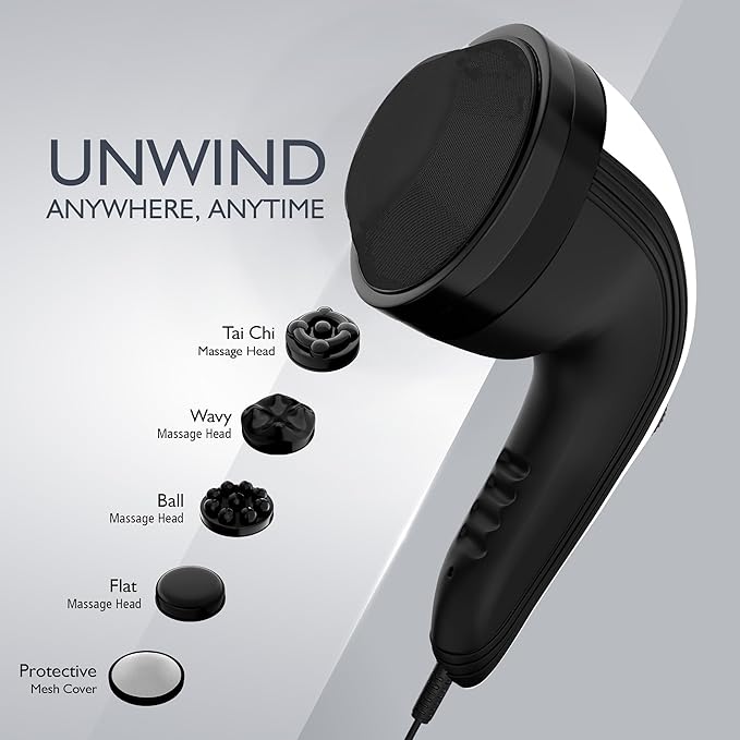 Black handheld massage device
