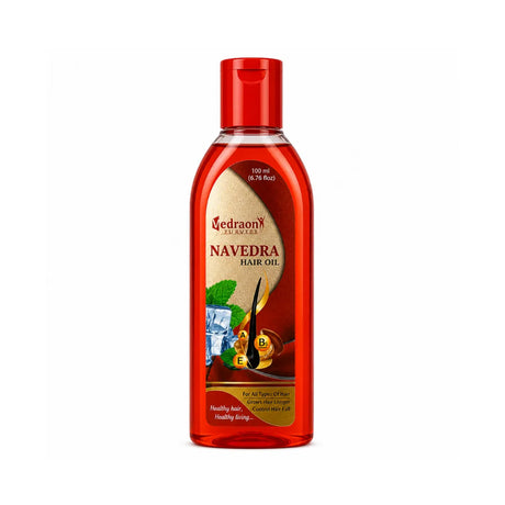 Navedra hair oil bottle on a white background