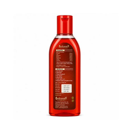 Red bottle with label on a white background
