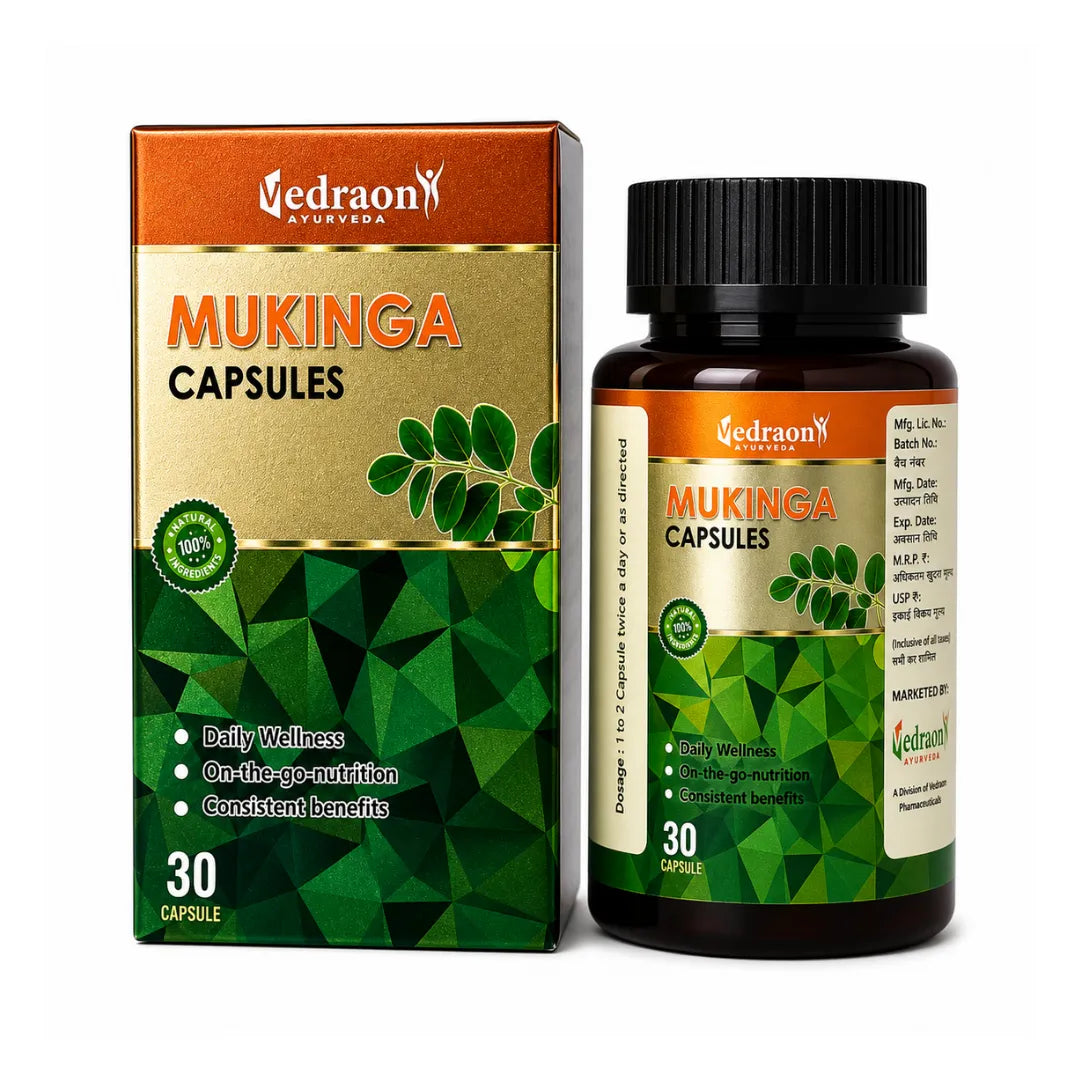 Vedraon Mukinga Capsules packaging and bottle on a white background