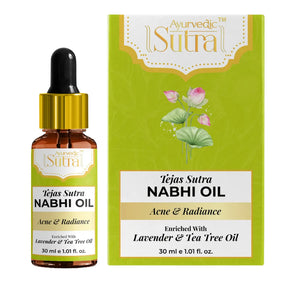 Tejas Sutra Nabhi Oil bottle and packaging on a white background